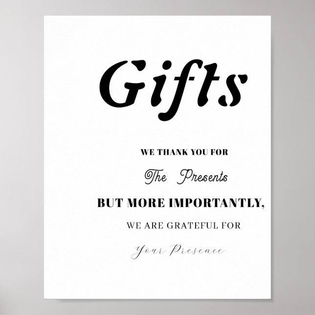 Minimal Geschenktisch für Hochzeitsszenario-Brautp Poster (Vorne)
