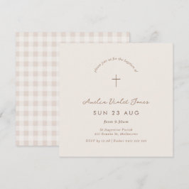 Minimal Gingham Baptism Christening Square Einladu Einladung