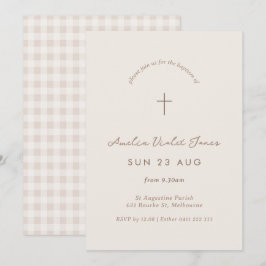 Minimal Gingham Taufe Christening Cross Einladung