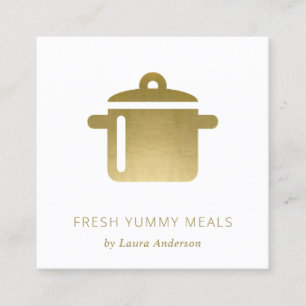 MINIMAL GLAM GOLD IMITATE POT MEAL KOCH CATERING QUADRATISCHE VISITENKARTE