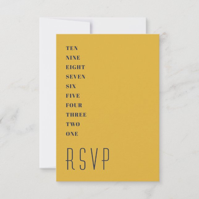 Minimal Gold Blue New Year's RSVP Card Einladung (Vorderseite)