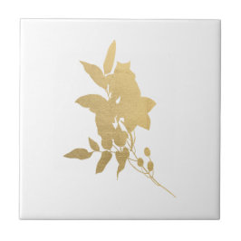 Minimal Gold Blume Bouquet Silhouette Fliese