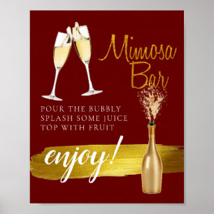 Minimal Gold Elegantes Braut-Brunch Mimosa-Bar-Sch Poster