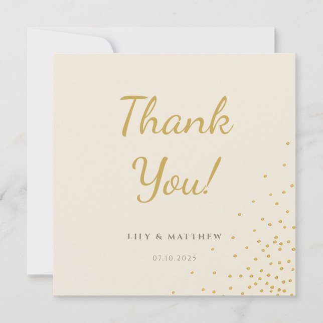 Minimal Gold Foil Dot Wedding Danke Karte (Vorderseite)