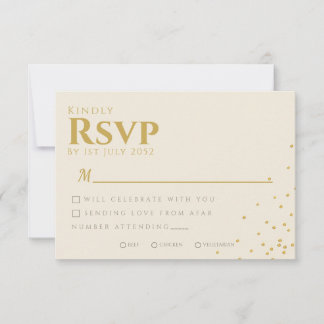 Minimal Gold Foil Dot Wedding RSVP Card Karte