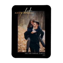 Minimal Gold Frohe Weihnachtskarte Schwarz Magnet