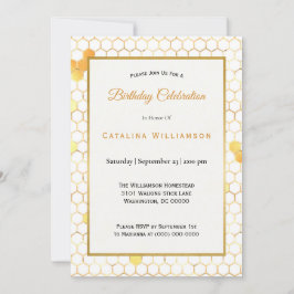 Minimal Gold Honeycomb Geburtstag Einladung