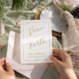 Minimal|Gold Peace on Earth Christmas Card Einladung