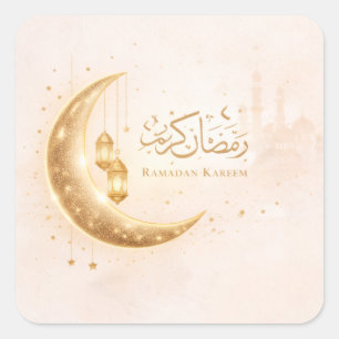 Minimal Gold Ramadan Kareem Stick– Elegantes Islam Quadratischer Aufkleber
