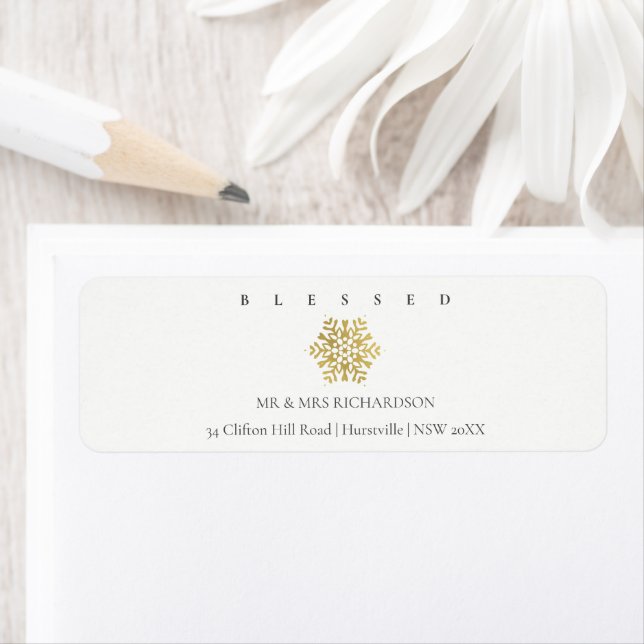 Minimal Gold Snowflake Selig Weihnachtsadresse (Insitu)
