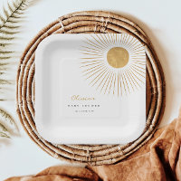 Minimal Gold Sunshine Baby Shower Paper Teller