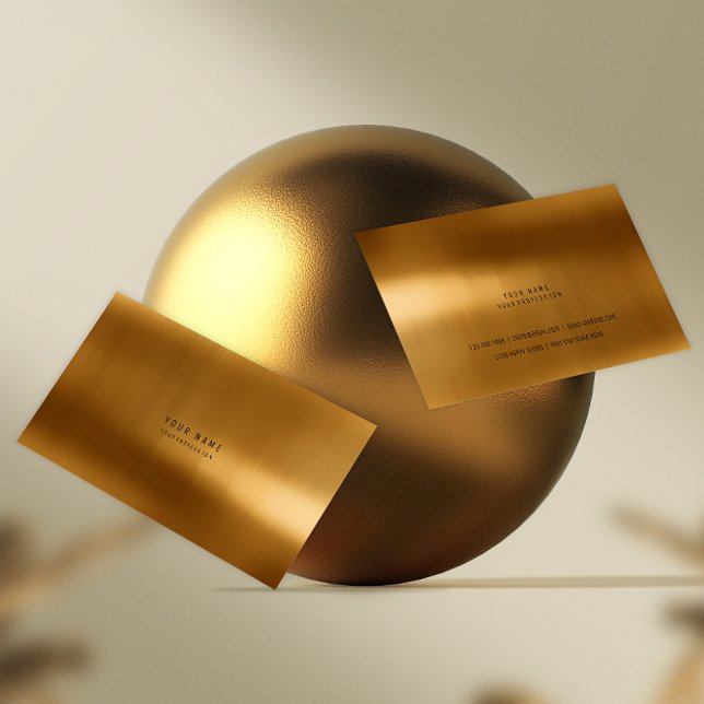 Minimal Gold Warm Metallic Steel VIP Visitenkarte (Von Creator hochgeladen)