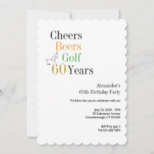 Minimal Golf 60. Geburtstag Cheers and Biere Einladung