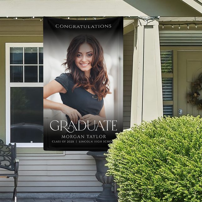 Minimal Graceful Elegance Foto Graduation Party Banner (Minimal Graceful Elegance Photo Graduation Party Banner)