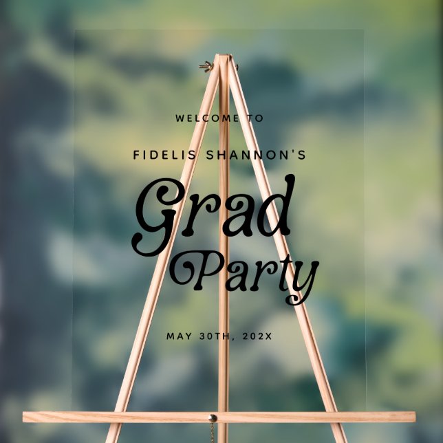 Minimal Grad Party Retro Abschluss Begrüßungszeich Acrylschild (Neutral)