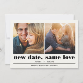 Minimal grafisch | 2 Fotos Hochzeitsaufschub Karte