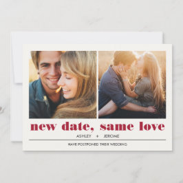 Minimal grafisch | 2 Fotos Hochzeitsaufschub Karte