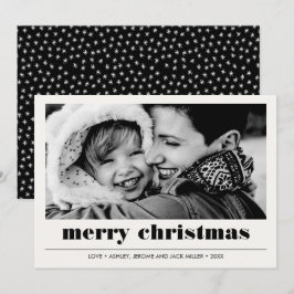 Minimal grafisch | Black Merry Christmas Foto Karte