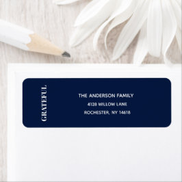 Minimal GRATEFUL | Navy Blue Address Label