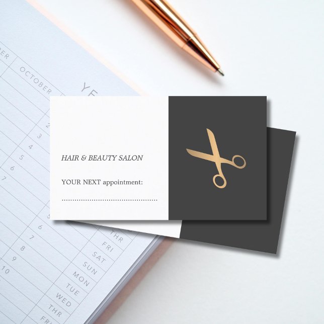 Minimal Graue Imitate Goldhaar Ernennung Terminkarte (Von Creator hochgeladen)