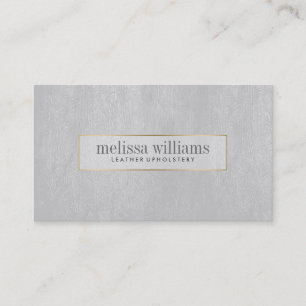 Minimal graue Ledertextur Gold Akzente Visitenkarte