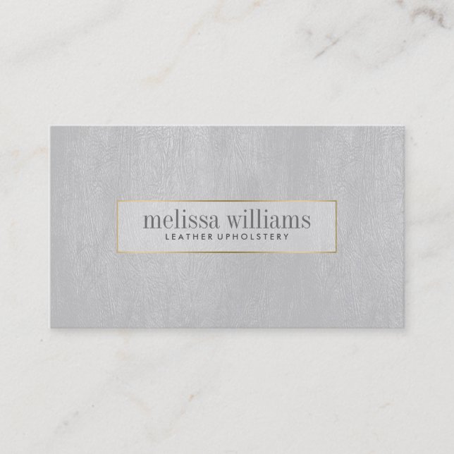 Minimal graue Ledertextur Gold Akzente Visitenkarte (Vorderseite)