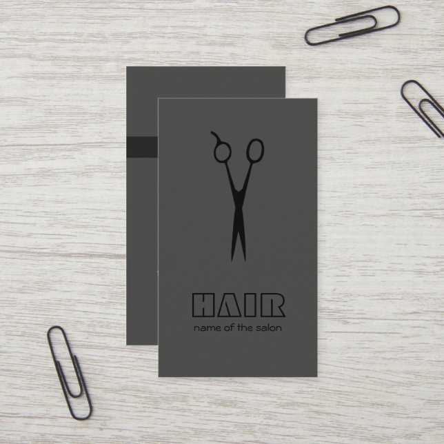 Minimal Gray Black Hairstylist/Salon Visitenkarte (Vorderseite/Rückseite Beispiel)