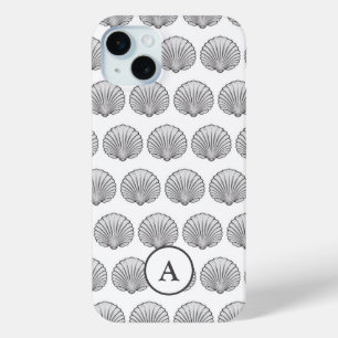 Minimal Gray Monogramed Seashell Pattern Case-Mate iPhone Hülle