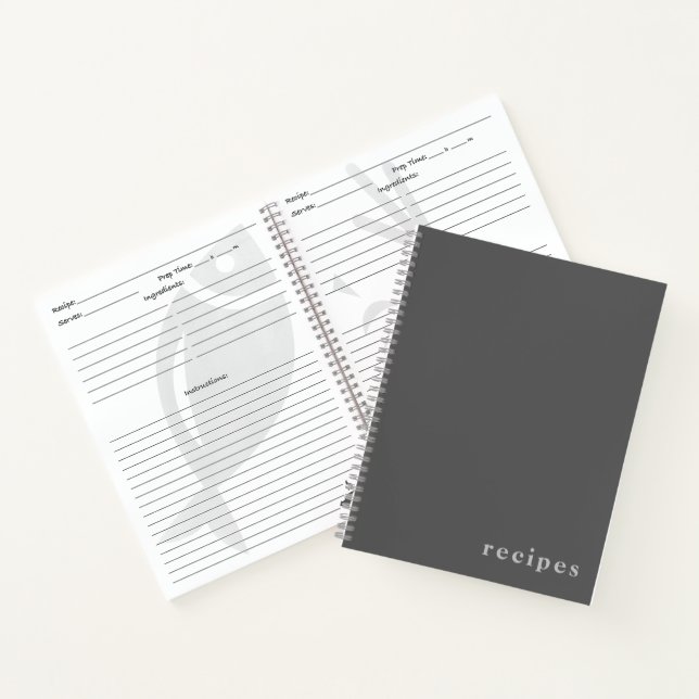 Minimal Gray "Rezepte" Notebook Notizbuch (Innenseite)