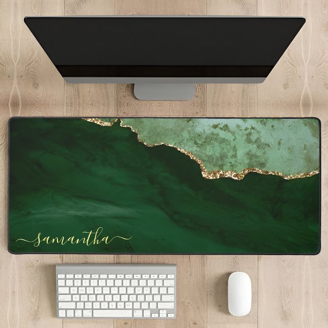 Minimal Green Emerald Custom Schreibtischunterlage (Custom gift desk mat)