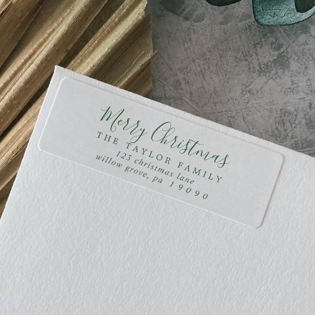 Minimal Green Merry Retourenadresse Label (Von Creator hochgeladen)