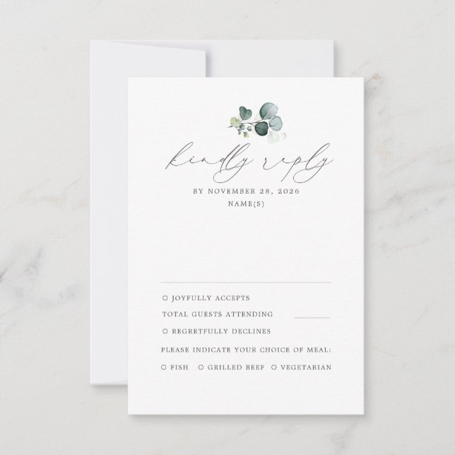 Minimal Greenerity Wedding RSVP (Vorderseite)