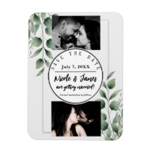 Minimal Greenery Blätter Moderne Weiß Save the Dat