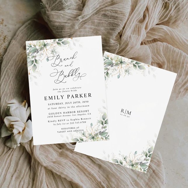 Minimal Greenery Bridal Shower Invitation Einladung (Von Creator hochgeladen)