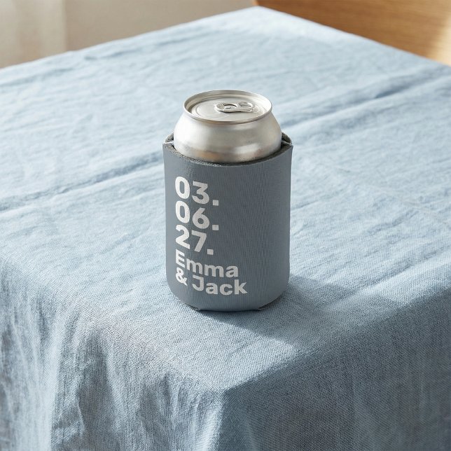 Minimal grey bold modern wedding date and names dosenkühler (Minimal grey bold modern wedding date and names can cooler)