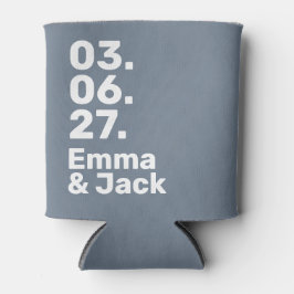 Minimal grey bold modern wedding date and names dosenkühler