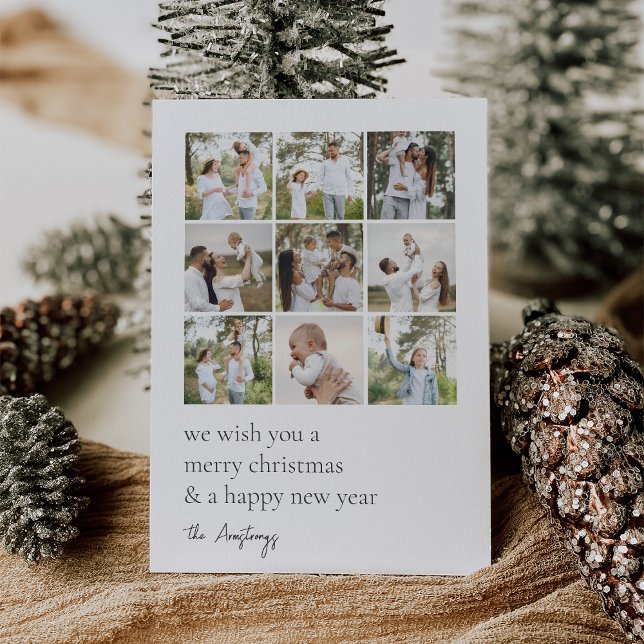 Minimal Grid | 9 FotoCollage Feiertagskarte (Von Creator hochgeladen)
