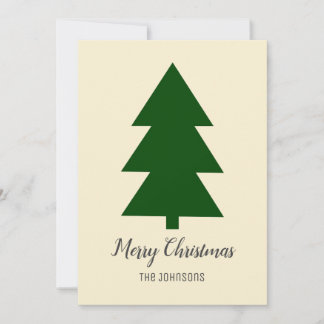 Minimal Grün Beige Weihnachtsbaum Sauber Einfach Dankeskarte