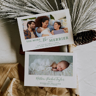 Minimal grün mehr die Merrier Birth Ankündigung