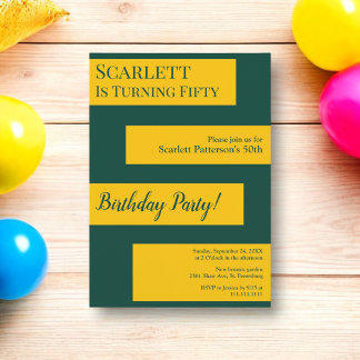 Minimal Grün und Gold Elegant Chic 50. Geburtstag Einladung