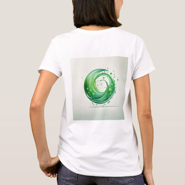 Minimal grünes Wasser fällt Logo auf weißem Hinter T-Shirt (Rückseite)