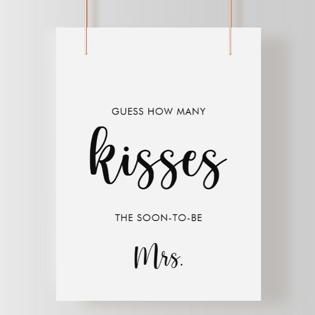 Minimal Guess How Many Kisses Bridal Shower Game  Poster (Von Creator hochgeladen)