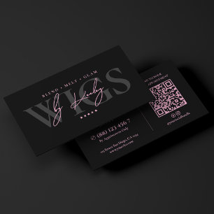 Minimal Hair Extensions Spezialist Schwarz Pink Visitenkarte