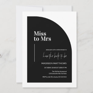 Minimal Half Arch Miss zu Mrs. Black & White Brida Einladung