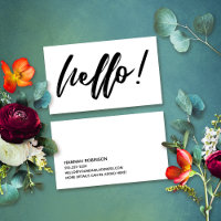 Minimal Hallo in Handwriting Script Black on White