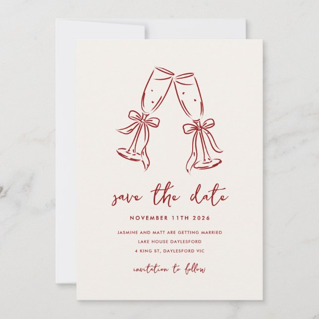 Minimal Hand Drawn Whimsical Doodle Save The Date (Devant)