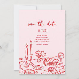 Minimal Handgezeichnete Whimsical Doodle Save-the- Save The Date