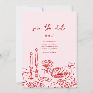 Minimal Handgezeichnete Whimsical Doodle Save-the- Save The Date