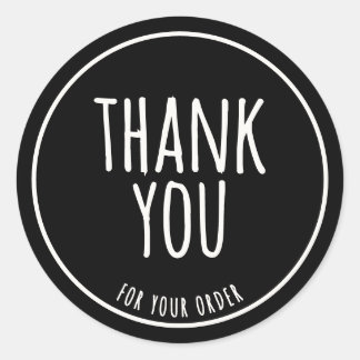 Minimal Handmade Feel Sage Green Thank You Black Runder Aufkleber