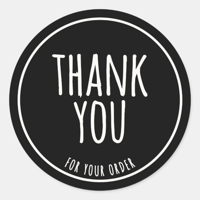 Minimal Handmade Feel Sage Green Thank You Black Runder Aufkleber (Vorderseite)